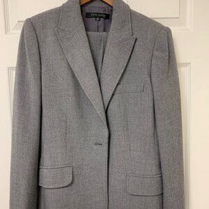 Vtg Anne Klein Women's Pant Suit Gray Healthered Weave Blazer and Pants Size 12